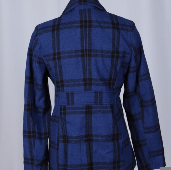🆕Old Navy | Blue & Black Plaid Double Breasted Peacoat Womens Size XXL - Picture 4 of 6